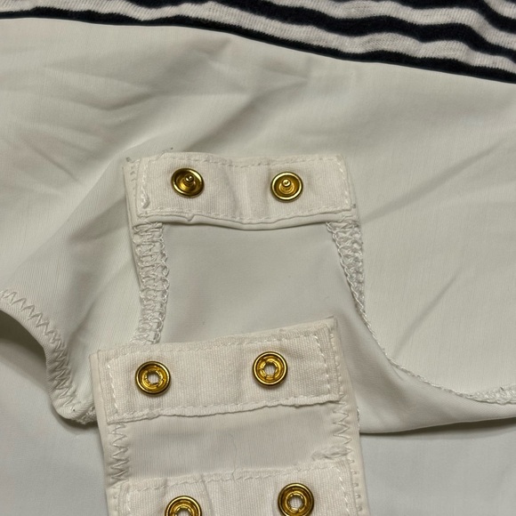 J. Crew Navy and White Striped pocket Short Sleeve bodysuit,size S - Picture 6 of 9